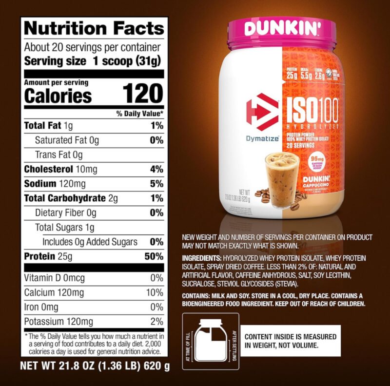 Dymatize®️ ISO100 Hydrolyzed - Dunkin Cappuccino - Image 2